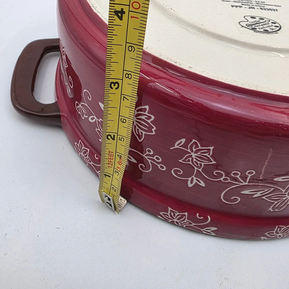 Temp-tations Floral Lace 2.0 QT Round Baker with Glass Lid Cranberry Purple O1